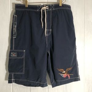 American Living Swim Trunks Medium Navy Blue Eagle Logo Preppy NWT NEW